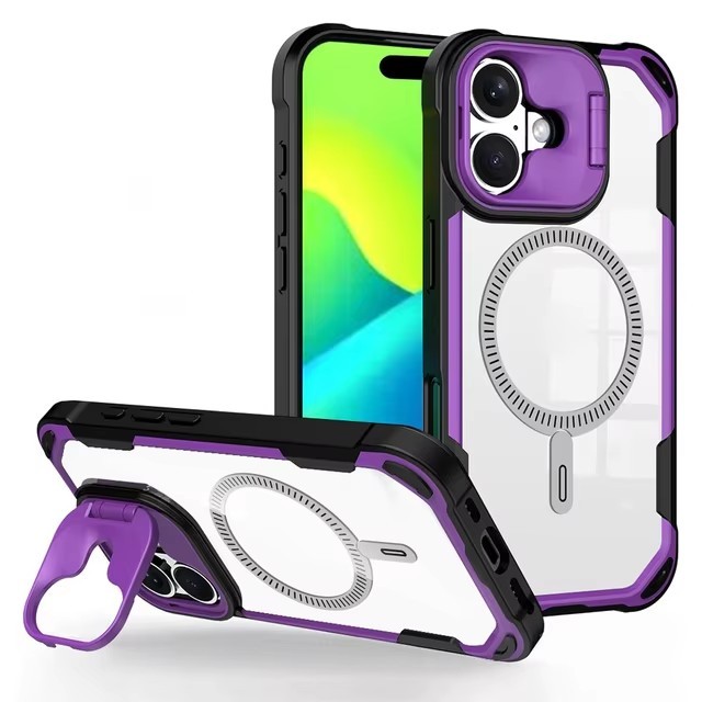 Unique Magnetic Transparent Lens Holder Bumper Phone Case for iPhone 16 15 Plus 14 13 12 Pro Max Corner Shockproof Cove