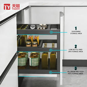 ชั้นวางเครื่องปรุงในครัวแบบดึงออกได้ 3 ชั้น ทำจากอลูมิเนียมอัลลอยด์ทันสมัย พร้อมระบบปิดแบบนุ่มนวล - Product Image 4