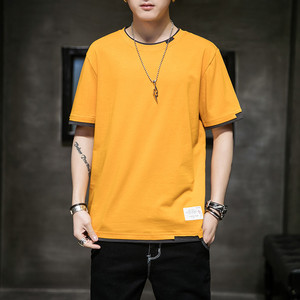 T-shirt à manches courtes de marque tendance pour hommes T-shirt à manches courtes en pur coton Vêtements décontractés polyvalents Style coréen Coupe ample Élégant - Product Image 6
