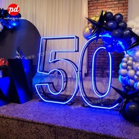 4ft 5ft Grand Chapiteau Néon Numéros RVB Changement de Couleur Chapiteau Lettres pour 50e Anniversaire Fête Fournitures Décorations