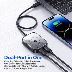 <b>Type</b>-<b>C</b> Audio Adapter, 2-in-1 Dual <b>Type</b>-<b>C</b> Splitter for Headphone & Charging, <b>Type</b> <b>C</b> to Dual USB <b>C</b> Audio Charger Converter for Pho - Product Image 2