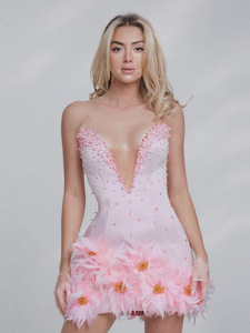 <span class=keywords><strong>Robe</strong></span> <span class=keywords><strong>de</strong></span> <span class=keywords><strong>soirée</strong></span> <span class=keywords><strong>courte</strong></span> Bettergirl 2026, nouvelle collection, faite à la main, avec paillettes roses et plumes, dos nu, <span class=keywords><strong>moulante</strong></span>, sexy, <span class=keywords><strong>blanche</strong></span>, pour <span class=keywords><strong>soirée</strong></span> - Product Image 1