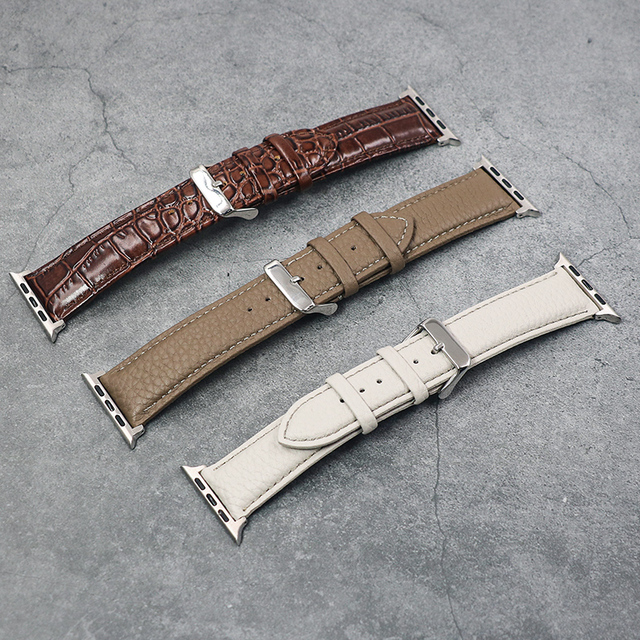 Wholesale 38mm 42mm 49mm Handmade Men PU Leather Watch Strap for Apple Watch Series 9 8 Leather Watch Band