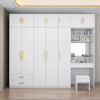 Offre Spéciale moderne chambre meubles gain de place en bois blanc placard de rangement armoire enfants garde-robe avec table d'ordinateur d'étude