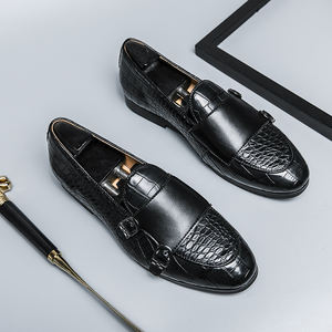 Zapatos de Vestir de Lujo para Hombre con Patrón de Cocodrilo y Serpiente, Formales de Cuero para Oficina y Carrera, Estilo Oxford Sin Cordones - Product Image 1