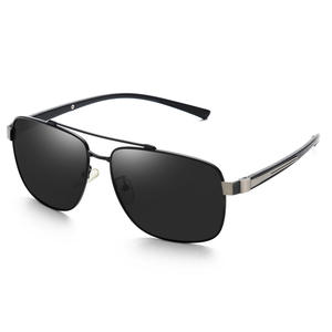 Lunettes de soleil polarisées pour hommes, monture métallique double pont, verres TAC UV400, monture complète or et noir, style cycliste - Product Image 1