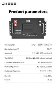 ערכת סוללות JKESS Lifepo4 2026 51.2V 15kWh 16S 6U  ערכת הרכבה עצמית עם BMS JK V19 מובנה 200A לתאים 280Ah/314Ah במלאי באיחוד האירופי משלוח מהיר - Product Image 2