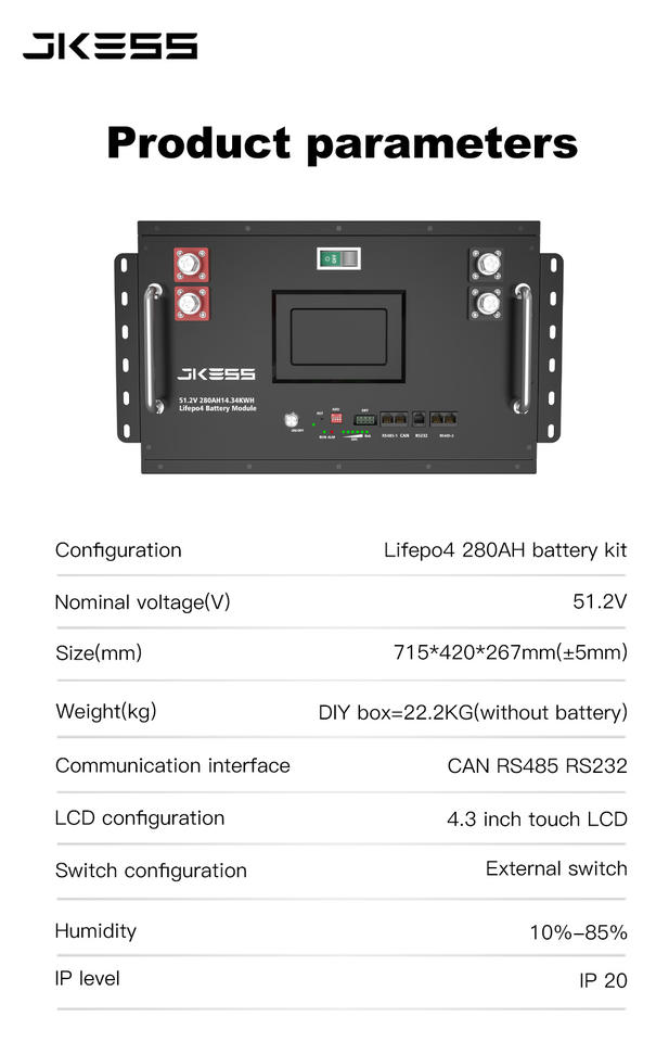 EU Stock JKESS 16S 6U Box V19 Lifepo4 Battery 51.2V 15kWh DIY Kit Built ...