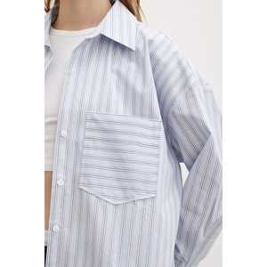 Camisa de Popelina con un Bolsillo, Azul, Blusa Casual con Botones para Mujer, Uso Diario - Product Image 4