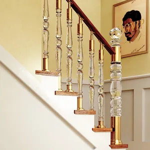 China supplier Indoor Clear Crystal Acrylic Glass Railing Baluster for Staircase Decoration