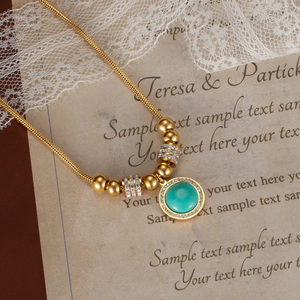 Nhà Máy Acrylic thép không gỉ cubic <span class=keywords><strong>zircon</strong></span> chuỗi phụ nữ Vòng cổ sáng bóng Vòng đá Mặt dây chuyền PVD dây chuyền vàng trang sức cho cô gái - Product Image 2