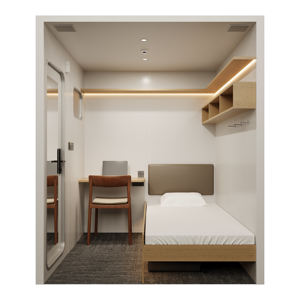 WE Modern Wholesale Cápsula de madera Litera para hostales para estudiantes de la escuela Dormitorio Loft Marco de cama Cápsula Cama de hotel - Product Image 4