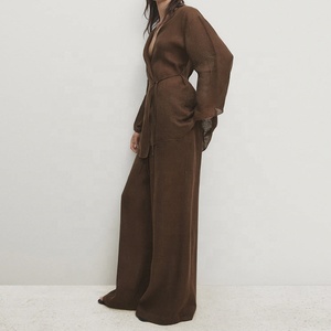 Nouveau design <span class=keywords><strong>pantalon</strong></span> doux en coton et <span class=keywords><strong>lin</strong></span> mélangé pour femmes, respirant, léger, <span class=keywords><strong>pantalon</strong></span> droit de <span class=keywords><strong>grande</strong></span> <span class=keywords><strong>taille</strong></span> - Product Image 2