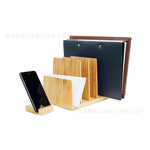 Office Organizer Wooden Desktop <b>Storage</b> Box With <b>File</b> Slots For Office Desk Organization Multifunctional Stationery Holder - Product Image 5