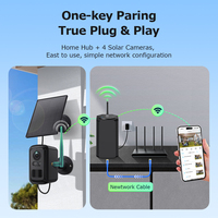 Sistema de Cámara de Seguridad Solar Inalámbrica de 3MP para Exteriores, WiFi, Audio Bidireccional, Tarjeta SD en la Nube, Hub Doméstico, Visión Nocturna de Largo Alcance (4 Cámaras)