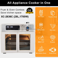 Friteuse à air électrique 28L 1700W avec écran LCD en acier inoxydable, cuisson saine sans huile, multifonction 16-en-1 (français/néerlandais)