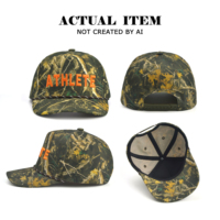 Topi Tali Camo dengan Logo Kustom Bordir Kamuflase, Topi Baseball 5 Panel, Topi Snapback Camo Model A-Frame untuk Pria