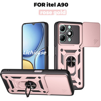 Lichicase Ring Kickstand TPU + PC Armor Housse mobile antichoc pour Itel A06 A80 A90 2 en 1 Hybrid Case