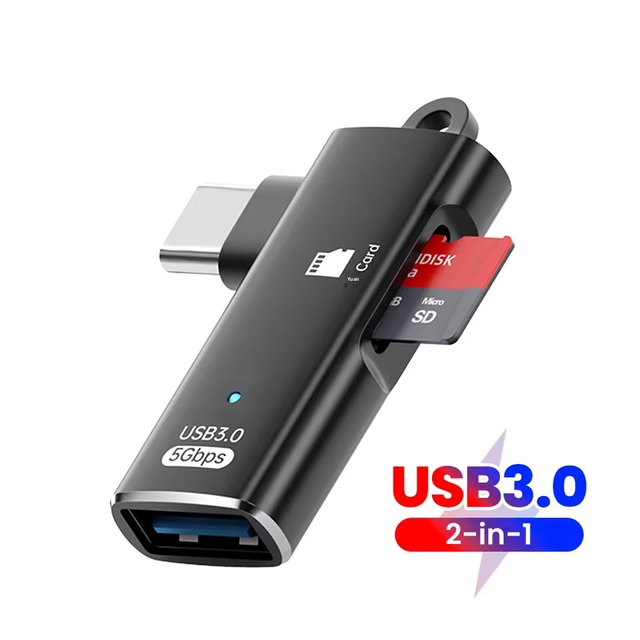 3 in 1 OTG Adapter USB 3.0 to Type-C Male to TF Memory Card Reader & Data Transmission for IOS Phones 15/16 & for