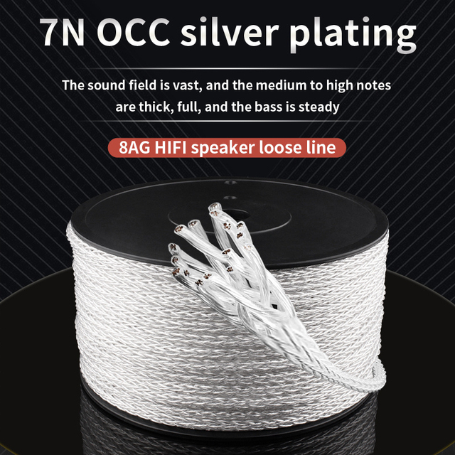 HIFI Silver-plated Speaker Cable High-end 7N OCC Speaker Wire for Hi-fi Systems Y Plug Banana Plug Speaker Cable