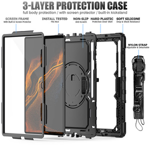 Custodia con tracolla e protezione per lo schermo per Samsung Galaxy <span class=keywords><strong>Tab</strong></span> <span class=keywords><strong>S8</strong></span> <span class=keywords><strong>Ultra</strong></span> X900, custodia in silicone resistente agli urti. - Product Image 4