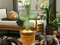 Cactus Musical Écologique et Adorable, Poupée en Peluche Dansante et Parlante pour Chiens et Chats
