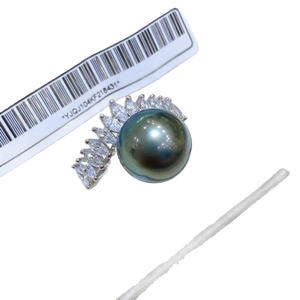 Bague en or plaqué 24 carats S925 vert paon naturel, perle de haute qualité 10-11 mm, sans défaut, avec une forte luminosité - Product Image 5