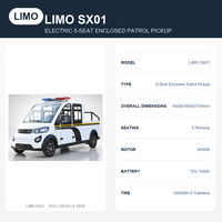 Pick-up électrique à 4 roues longue portée avec cabine fermée pour la sécurité communautaire, vente en gros, directement de l'usine