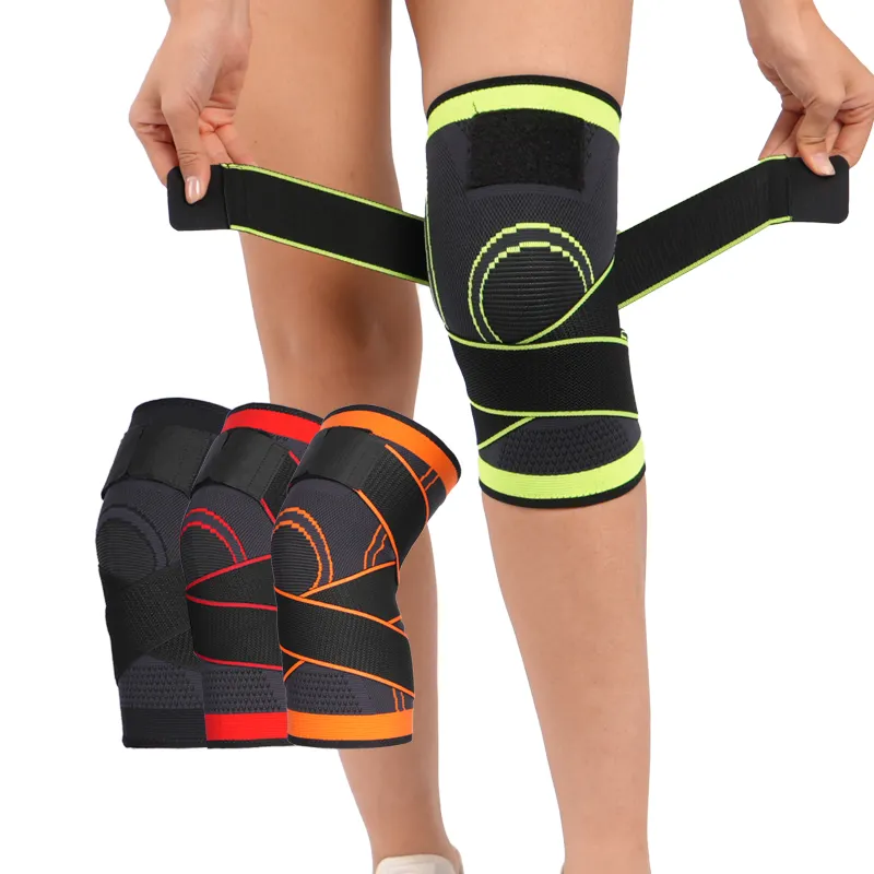 Protector de voleibol de punto personalizado para hombre y mujer, rodillera de doble cinturón de soporte para articulaciones