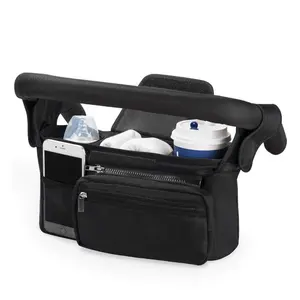 Wholesale Universal Baby Stroller Organizer Storage Bag With Insulated Cup Holders Detachable Phone Bag