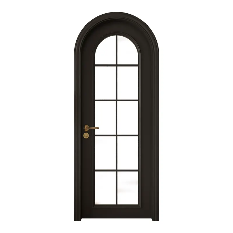 צרפתית דירת משפחת קמור פנים מוצק עץ דלת קלאסי מוצק שחור צבע דלת חדר אמבטיה ושירותים דלת