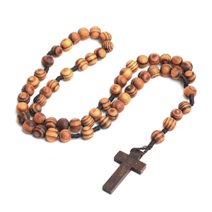 Perles en bois chapelet catholique Bracelets en bois <span class=keywords><strong>Christ</strong></span> jésus croix perles religieuses en bois chapelet catholique Bracelet à brins - Product Image 4