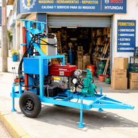 Machine de forage de puits d'eau agricole diesel 35 CV remorquable, plateforme de forage rotative hydraulique avec tubes et trépans de forage