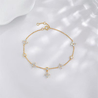 Bracelet ajustable trèfle minimaliste en or jaune 18 carats avec diamant de laboratoire, bijoux pour femme, cadeau quotidien, vente en gros pour créateurs