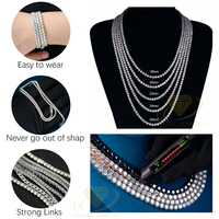 Bracelets et joncs de bijouterie fantaisie 3mm 4mm 5mm 6.5mm S925 D Color VVS Chaîne tennis en diamant Chaîne en moissanite