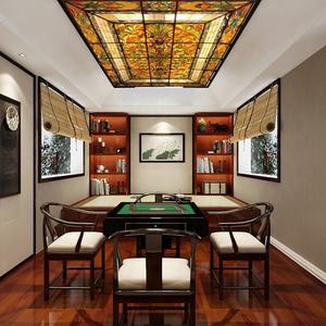 Grande Décoration Murale en Verre Tiffany Teinté pour Plafond, Motif Skyline, pour Hôtels, Villas, Salles et Gymnases - Durable - Product Image 3