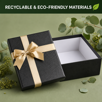 Caja de Regalo de Cartón Corrugado, Negro Mate con Relieve, Cinta Dorada Champán, Tapa y Base Blancas, Fabricación Directa de Fábrica OEM ODM, Logotipo Personalizado