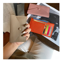 Dompet Koin Mini Kulit Sapi Stok Grosir untuk Pria dan Wanita, Banyak Slot Kartu, Tipis, Model Amplop