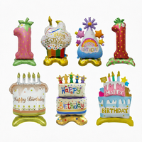 Ballon en aluminium BLN « Joyeux Anniversaire » sur pied avec base, grand ballon gonflable en Mylar pour la décoration de fête d'anniversaire de bébé ou d'enfant
