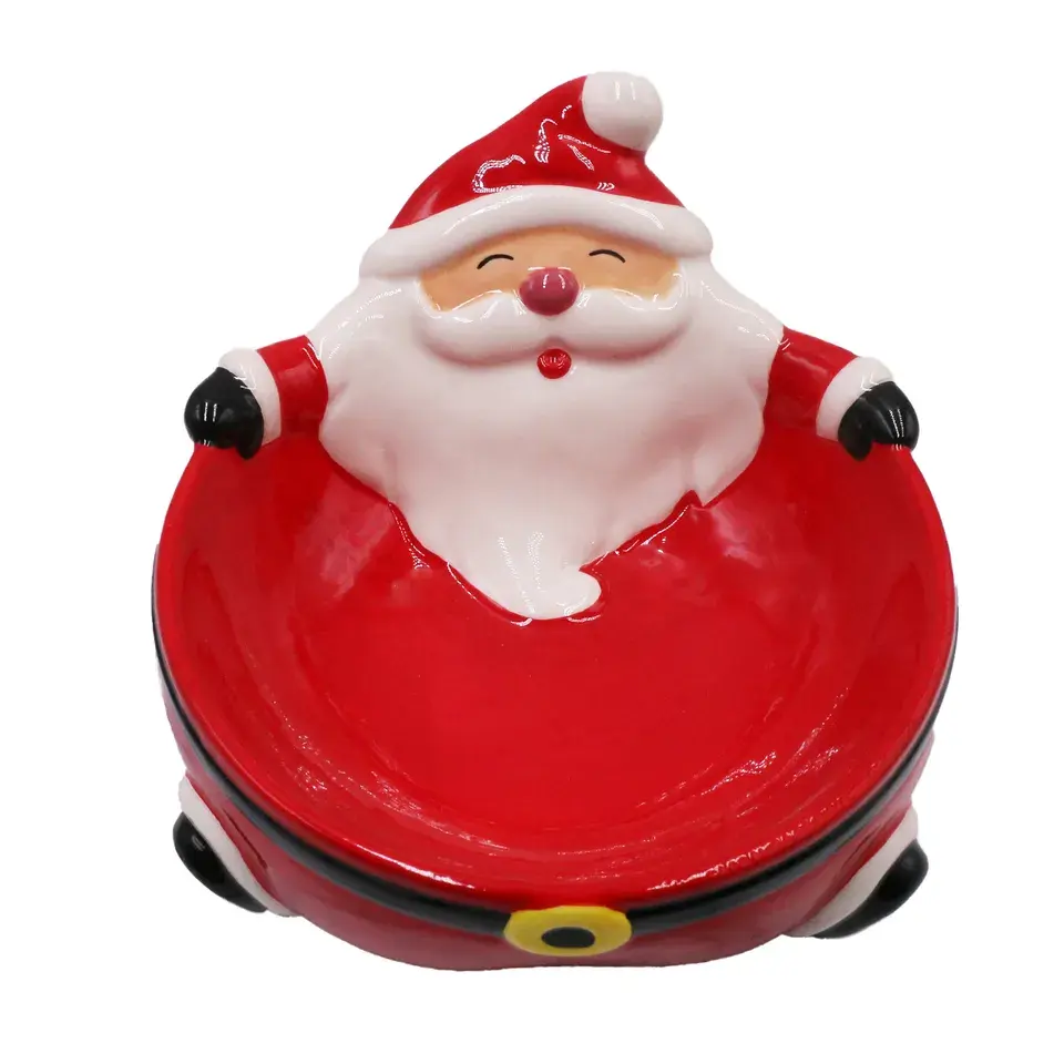 Красная шляпа, коричневое лицо, Санта-Клаус, чаша, Рождественский логотип, керамический контейнер для еды, индивидуальная чаша, красный
