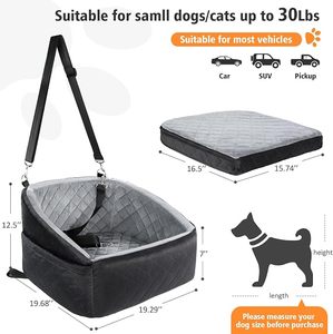 Siège rehausseur pour chien amovible et lavable, siège auto pour petit chien, lit de voyage avec poche de rangement, ceinture de sécurité pour animaux de compagnie jusqu'à 30 livres, utilisation extérieure, mousse - Product Image 4