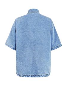 เสื้อเชิ้ตเดนิมทรงหลวมสำหรับผู้หญิง แบบลำลอง ติดกระดุม ชายโค้ง - Product Image 4