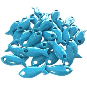 Turquesa Artificial en Forma de Pez, Azul, Pulida y Lisa, Piedra Preciosa - Product Image 1
