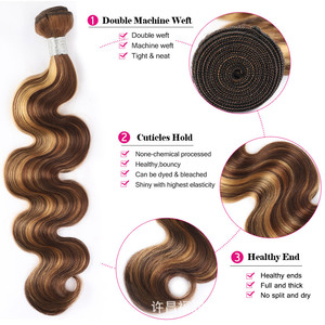 Extensions de cheveux humains Body Wave P427 100g, vraies extensions de cheveux pour toutes les couleurs de peau - Product Image 3
