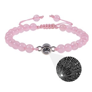 Pulsera de Proyección de 100 Idiomas con la Frase '<span class=keywords><strong>Te</strong></span> Amo', Cristal Rosa Mate, Pulsera para Parejas, Regalo de Joyería - Product Image 6
