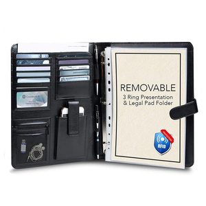 Portfolio Padfolio 3 ring Binder Folder Professional Men & Women Work Planner Leather Folder