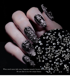 7Grid Silver Metal Nail Charms Cross Skull Design Vintage Nail Art Supplies Gothic Accessories for DIY Manicure Nail Jewelry - Product Image 4