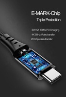 Câble USB 4 240W 40 Gbps PD3.1 USB 3.2 Gen2 48V 5A 8K 60HZ, charge rapide, transfert de données Type C, affichage 4K, vente en gros pour PC