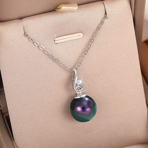 Pearl Ball Pendant Necklace 925 Silver PlatedPearl Classic Women's Everyday Wear Box Chain - Product Image 6