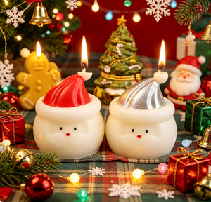 Bougie artisanale en cire de soja OEM, art moderne, petite décoration de Noël en forme de bonhomme de neige, parfumée à la rose, coffret cadeau, décoration d'intérieur - Product Image 2